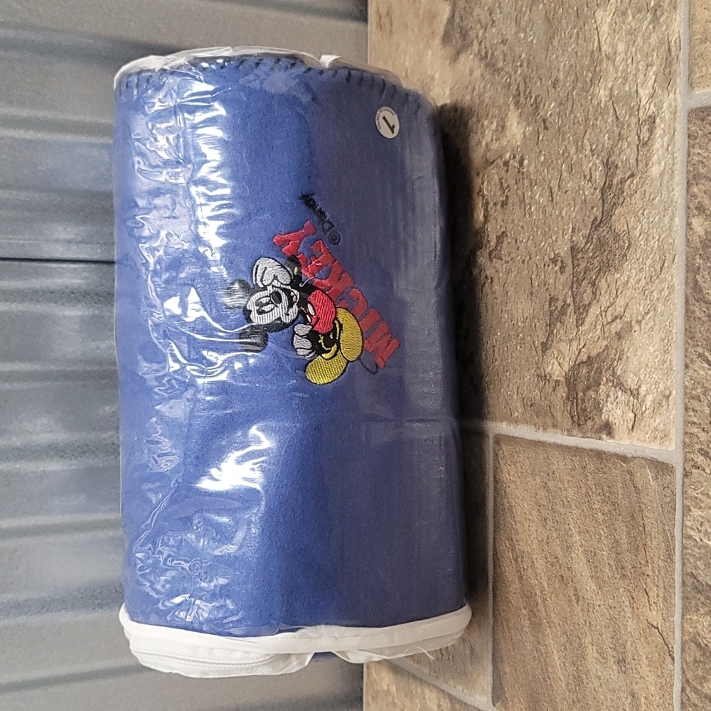 Mickey Unlimited • Throw • Blue Mickey Mouse Blanket Fleece •Embroidered • VTG